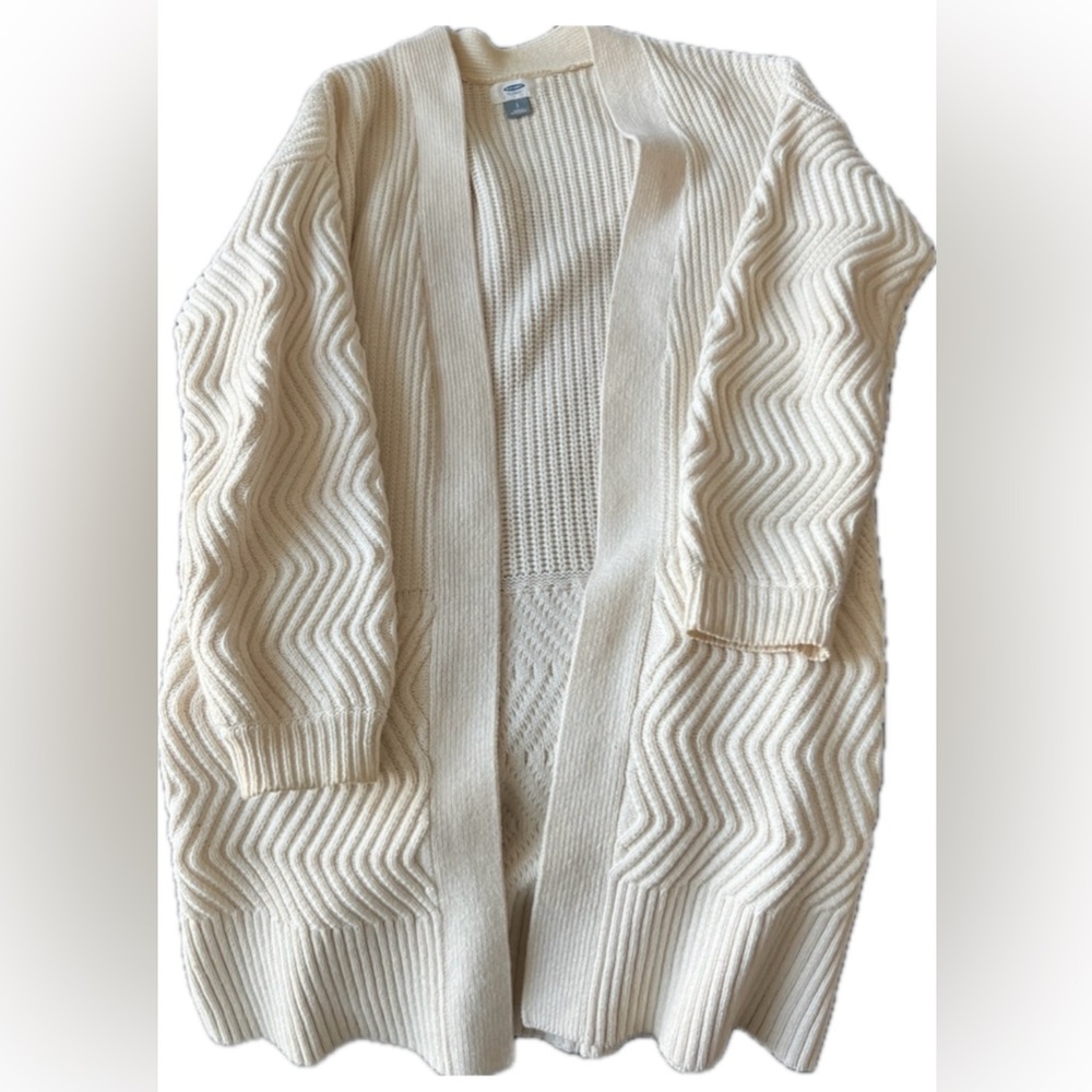 Old Navy Chunky Thick Knit Beige Open Front Coatigan/ Sweater/ Cardigan! (MED) - Picture 4 of 12